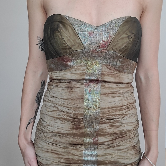 VINTAGE Metallic strapless mini dress - Picture 2 of 4